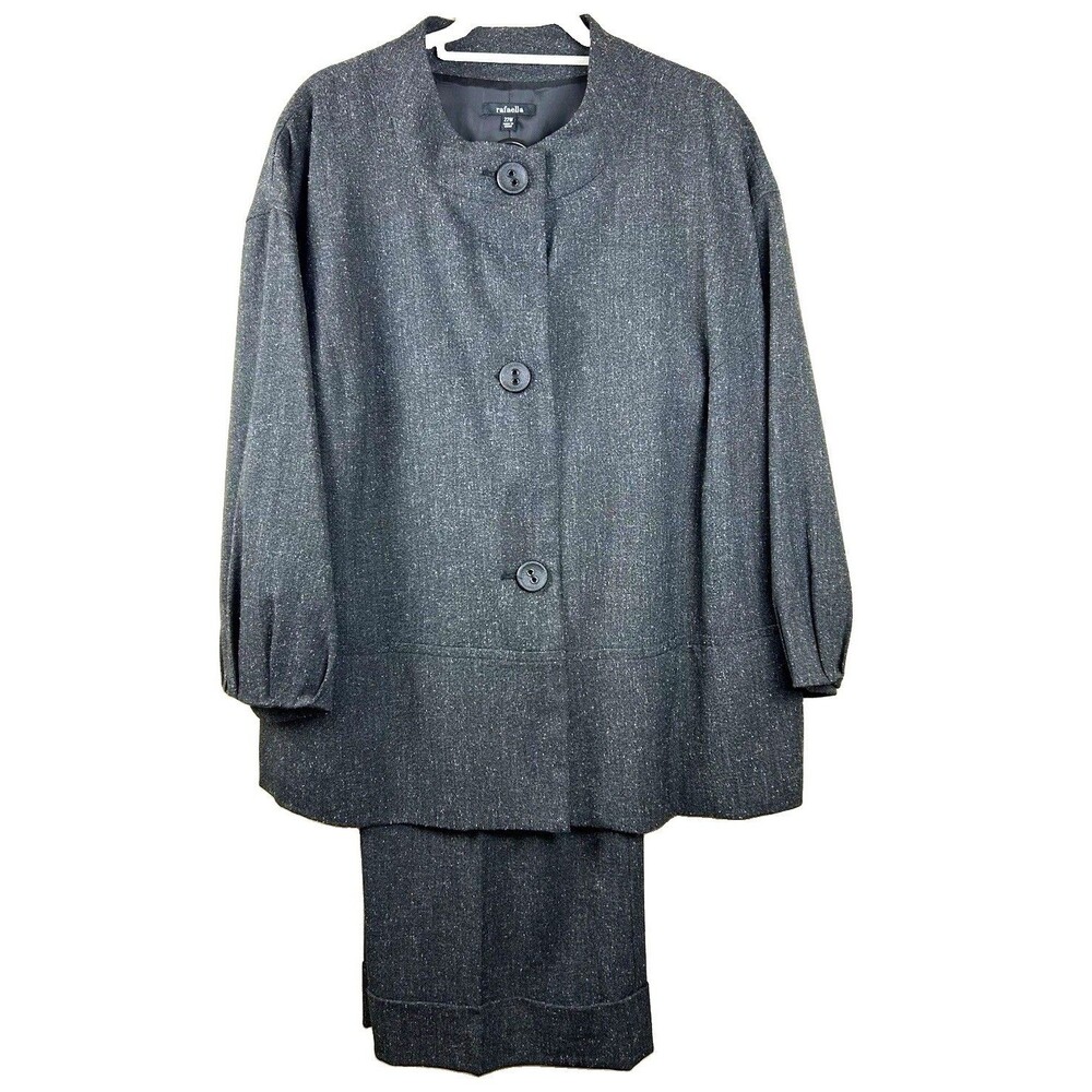 Rafaella Women’s Gray 2-Piece Professional Pant Suit Set Jacket Pants 22W 42X29